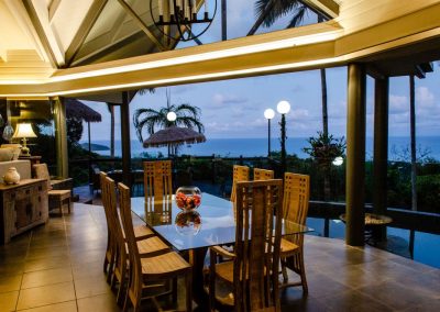 Dining table and sea view from the kitchen